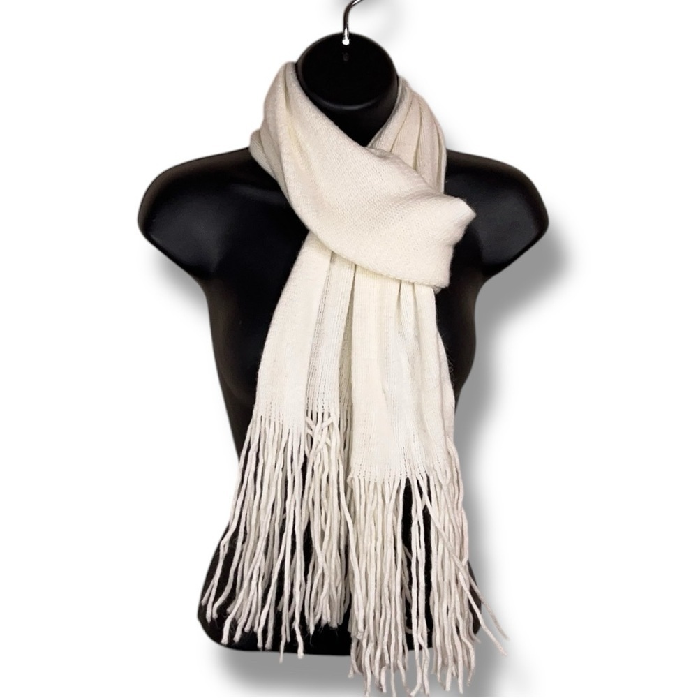 Ivory Cream Scarf Berkshire Fashions Fringe Accent Nuetral